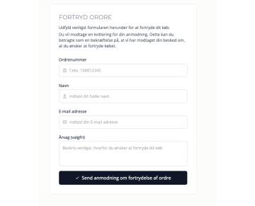 Magento 2 Ordrefortrydelsesformular