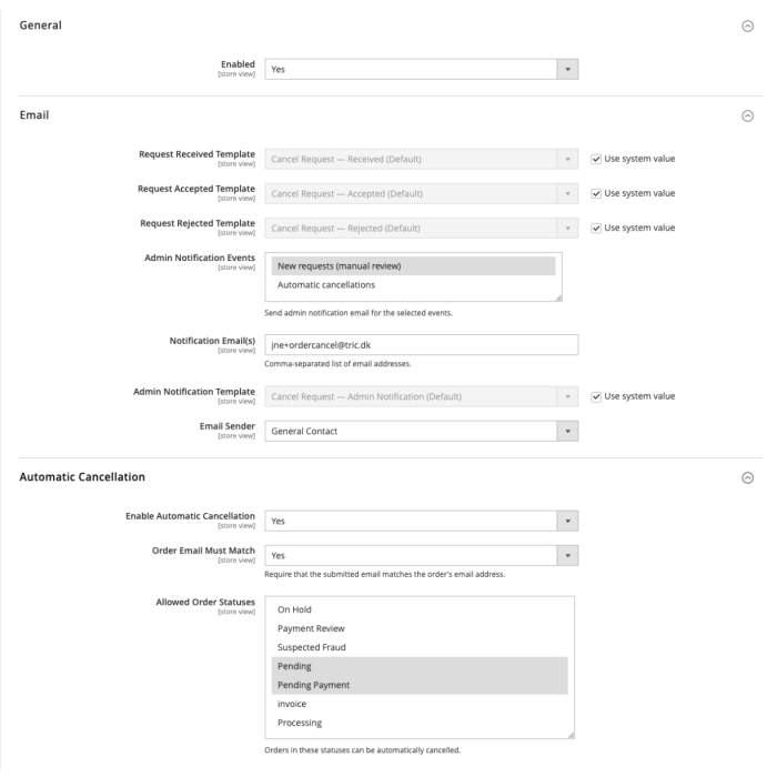 Magento 2 Ordrefortrydelsesformular