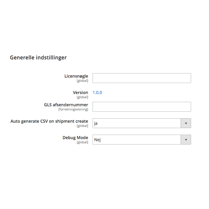 GLS indstillinger