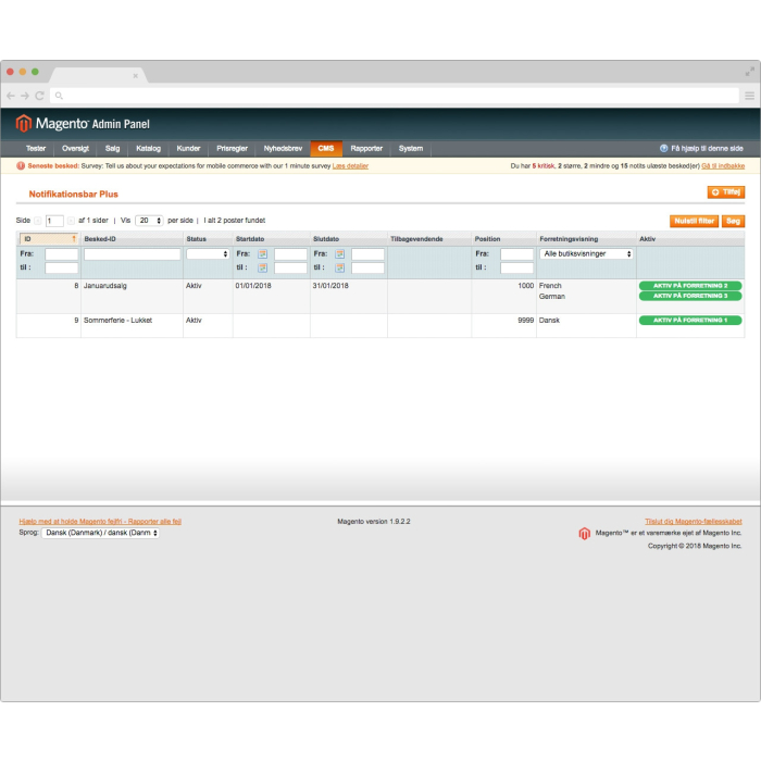 Notifikationsbar Plus med multistyring