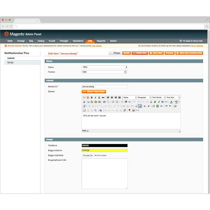 Notifikationsbar Plus med multistyring