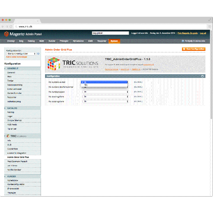 Udvidet ordreoversigt til Magento kan vise kundegruppe, telefon, e-mail, betalingsform og leveringsform