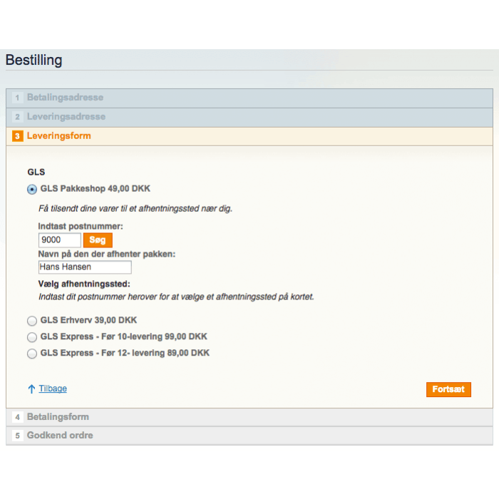Med GLS PakkeShop integrationen til Magento kan kunden søge PakkeShop
