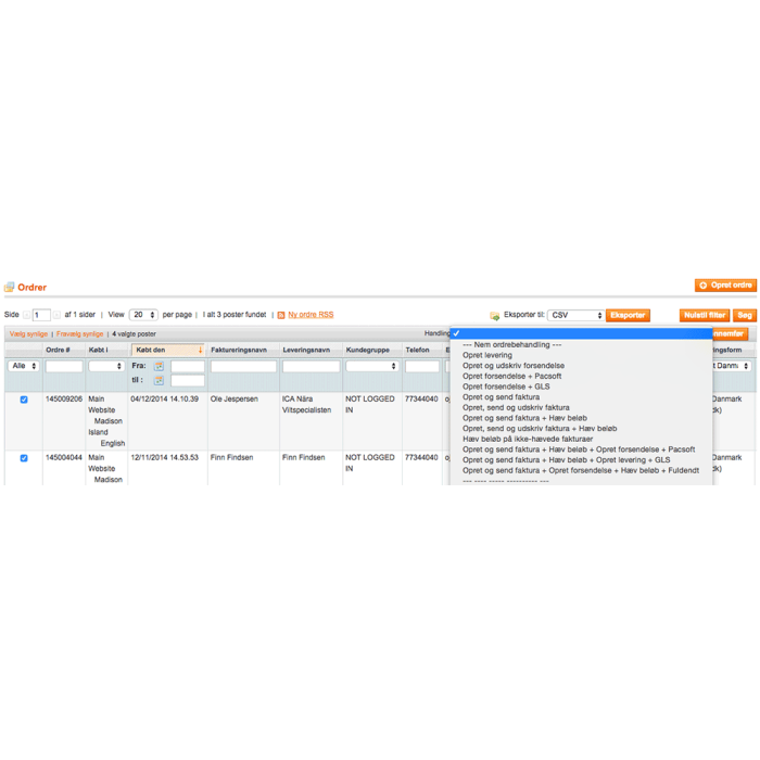 Modulet Nem Ordrebehandling giver mulighed for at forenkle ordrebehandlingen i Magento