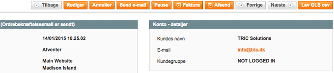 Magentomodulet 'Næste ordre' fra TRIC Solutions tilføjer bladreknapper til Magentos ordrevisning